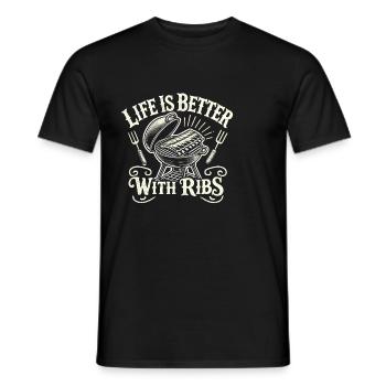 Das Leben ist besser mit Rippchen - Männer T-Shirt - Schwarz - Vorne - AI Model Male 178 light (178cm)