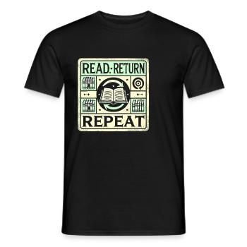 Lesen Zurück Wiederholen - Männer T-Shirt - Schwarz - Vorne - AI Model Male 178 light (178cm)