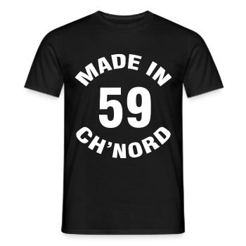 Made in 59 le nord - région humour et drôle - T-shirt homme - noir - Devant - AI Model Male 178 light (178cm)