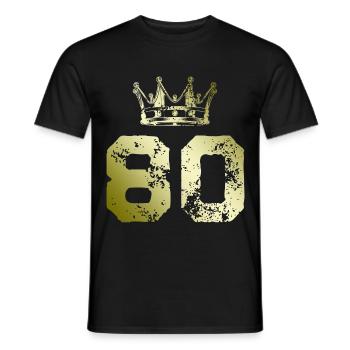 80 Zahl Krone - Männer T-Shirt - Schwarz - Vorne - AI Model Male 178 light (178cm)