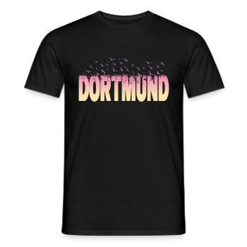 Dortmund Deutschland Stadt Schrift Vögel Skyline - Männer T-Shirt - Schwarz - Vorne - AI Model Male 178 light (178cm)