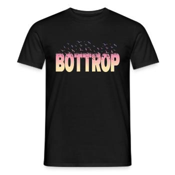 Bottrop Germany City Font Birds Skyline - Men's T-Shirt - black - Front - AI Model Male 178 light (178cm)