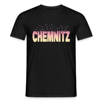 Chemnitz Germany City Font Birds Skyline - Men's T-Shirt - black - Front - AI Model Male 178 light (178cm)