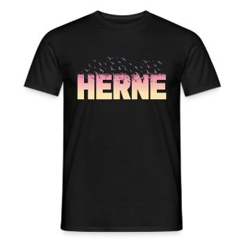 Herne Germany City Font Birds Skyline - Men's T-Shirt - black - Front - AI Model Male 178 light (178cm)