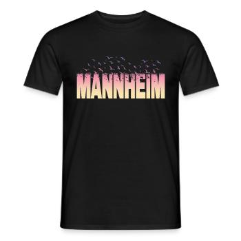 Mannheim Germany City Font Birds Skyline - Men's T-Shirt - black - Front - AI Model Male 178 light (178cm)