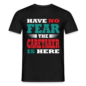 N’ayez pas peur que le gardien « Hausmeister » soit ici - T-shirt homme - noir - Devant - AI Model Male 178 light (178cm)