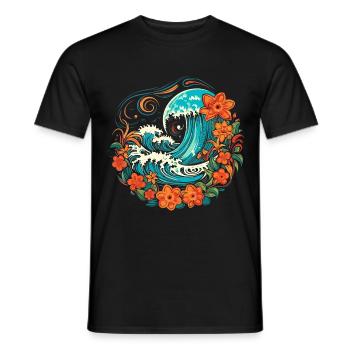 Surf Vibes: Vintage Retro Surfing Illustration - Men's T-Shirt - black - Front - AI Model Male 178 light (178cm)