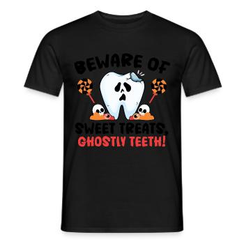 Méfiez-vous des friandises sucrées, des dents fantômes! - T-shirt homme - noir - Devant - AI Model Male 178 light (178cm)