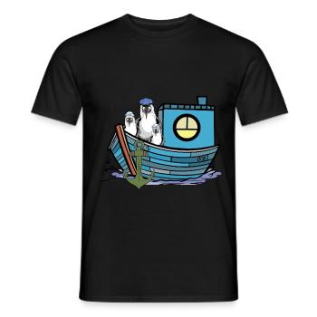 Mouettes Marins Bateau de pêcheur Bateaux de marins - T-shirt homme - noir - Devant - AI Model Male 178 light (178cm)
