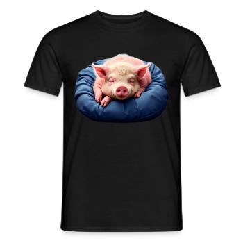 Official Sleep Shirt Pig - Men's T-Shirt - black - Front - AI Model Male 178 light (178cm)