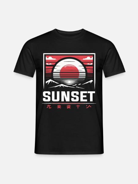 Japanese Sunset – In Traditional St - Men's T-Shirt - black