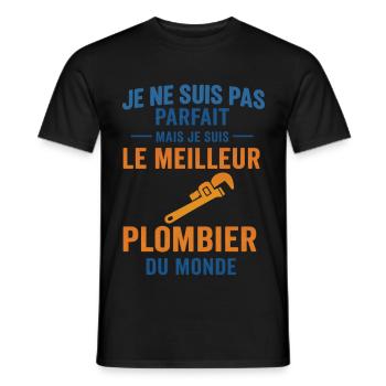 Le meilleur plombier du monde - T-shirt homme - noir - Devant - AI Model Male 178 light (178cm)