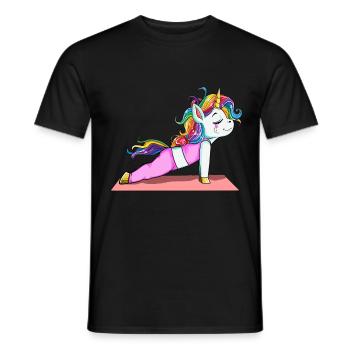 Einhorn Yoga Fitness Geschenk Sport Stretch Pose - Männer T-Shirt - Schwarz - Vorne - AI Model Male 178 light (178cm)