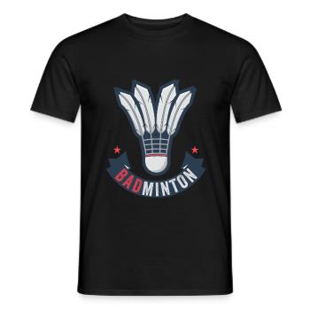 Badminton - Männer T-Shirt - Schwarz - Vorne - AI Model Male 178 light (178cm)