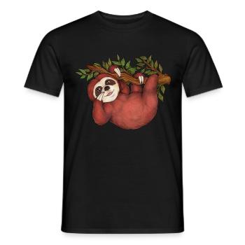 Niedliches Faultier an Baum Geschenk Faultierfans - Männer T-Shirt - Schwarz - Vorne - AI Model Male 178 light (178cm)
