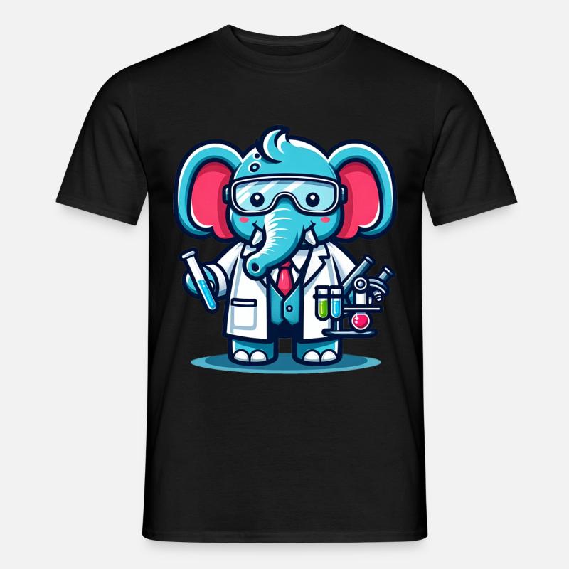 Cute Elephant Scientist - Männer T-Shirt - Schwarz