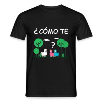 Como te llamas | Spanischlehrer Schüler | Lamas - Männer T-Shirt - Schwarz - Vorne - AI Model Male 178 light (178cm)