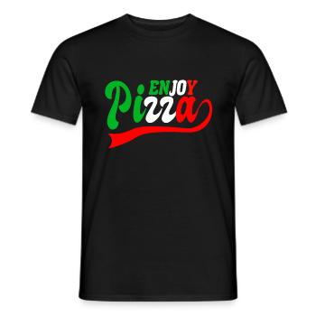 enjoy pizza - Männer T-Shirt - Schwarz - Vorne - AI Model Male 178 light (178cm)