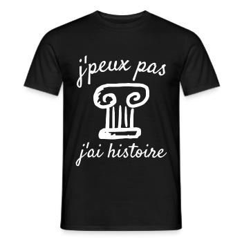 t shirt j'peux pas j'ai histoire - T-shirt homme - noir - Devant - AI Model Male 178 light (178cm)