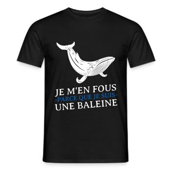 je m en fous parce que je suis une baleine - T-shirt homme - noir - Devant - AI Model Male 178 light (178cm)