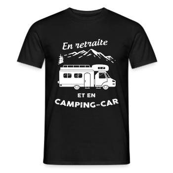 Camping car retraite - T-shirt homme - noir - Devant - AI Model Male 178 light (178cm)
