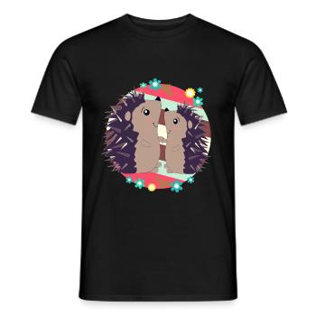 Glückliche Igel - Männer T-Shirt - Schwarz - Vorne - AI Model Male 178 light (178cm)