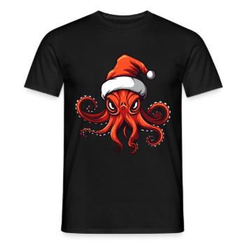 Oktopus Krake Weihnachten Tier - Männer T-Shirt - Schwarz - Vorne - AI Model Male 178 light (178cm)