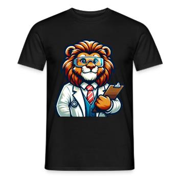 Cute Lion Scientist - Men's T-Shirt - black - Front - AI Model Male 178 light (178cm)