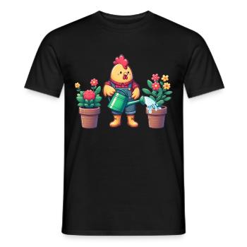 Huhn als Gärtner - Männer T-Shirt - Schwarz - Vorne - AI Model Male 178 light (178cm)