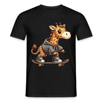 Girafe patineuse mignonne - T-shirt homme - noir - Devant - AI Model Male 178 light (178cm)