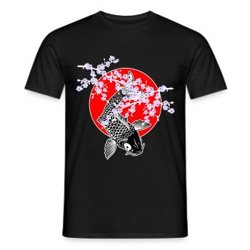 Cherry Blossoms SAKURA NISHIKIGOI Koi 1 - Männer T-Shirt - Schwarz - Vorne - AI Model Male 178 light (178cm)