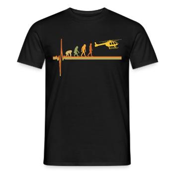 Helicopter Pilot ECG Heartbeat Evolution - Men's T-Shirt - black - Front - AI Model Male 178 light (178cm)