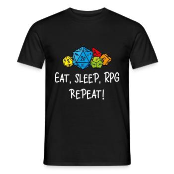 Eat, sleep, RPG, repeat - Men's T-Shirt - black - Front - AI Model Male 178 light (178cm)
