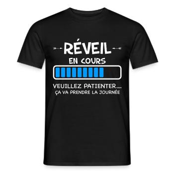 réveil matin - T-shirt homme - noir - Devant - AI Model Male 178 light (178cm)