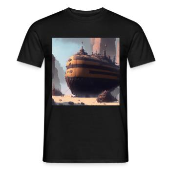 Submarine in the desert - Men's T-Shirt - black - Front - AI Model Male 178 light (178cm)