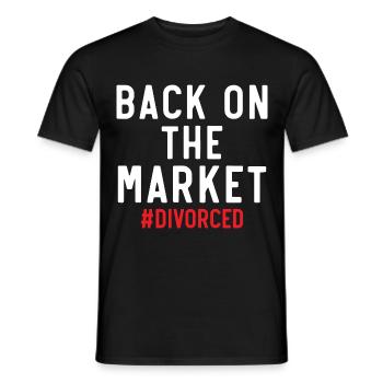 Retour sur le marché #Geschieden Annulation Scheidu - T-shirt homme - noir - Devant - AI Model Male 178 light (178cm)