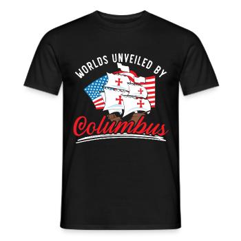 Worlds revealed by Columbus Indigenous people - Men's T-Shirt - black - Front - AI Model Male 178 light (178cm)