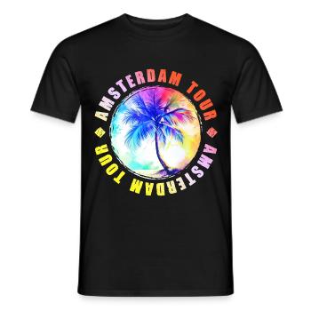 Visite d’Amsterdam colorée - T-shirt homme - noir - Devant - AI Model Male 178 light (178cm)