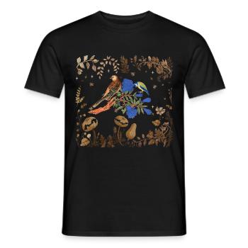 faune, oiseaux, oiseaux, fleurs, flore, nature - T-shirt homme - noir - Devant - AI Model Male 178 light (178cm)