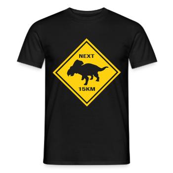 Attention Protoceratops crosses the road design - Men's T-Shirt - black - Front - AI Model Male 178 light (178cm)