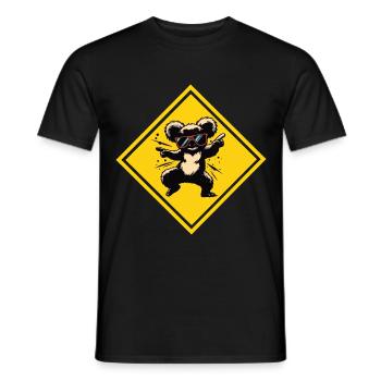 Dancing koala - sunglasses on traffic sign - Men's T-Shirt - black - Front - AI Model Male 178 light (178cm)