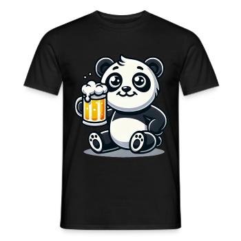 Cute Panda Drinking Beer - Männer T-Shirt - Schwarz - Vorne - AI Model Male 178 light (178cm)