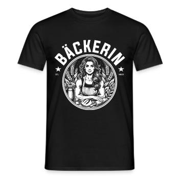 Cooles Bäckerin Design – Liebe, Mehl und Magie - Männer T-Shirt - Schwarz - Vorne - AI Model Male 178 light (178cm)