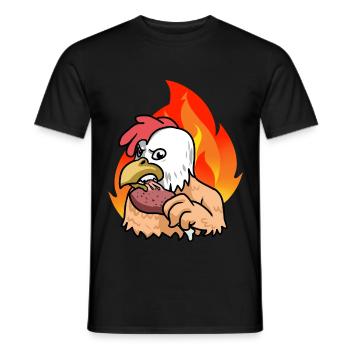 Kip Grill Fast Food - Heren T-shirt - zwart - Voor - AI Model Male 178 light (178cm)
