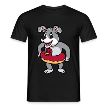 Child Swimmer Dog Swimming Summer Bathing - Men's T-Shirt - black - Front - AI Model Male 178 light (178cm)