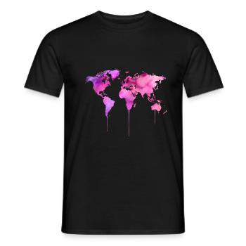 Carte du monde - T-shirt homme - noir - Devant - AI Model Male 178 light (178cm)