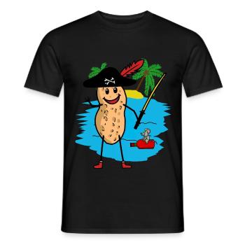 Peanut Buccaneer Pirate Fantasy Kids Pirates - Men's T-Shirt - black - Front - AI Model Male 178 light (178cm)