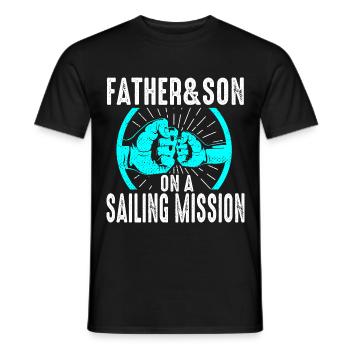 Father and son sailing boat sailor ship captain - Men's T-Shirt - black - Front - AI Model Male 178 light (178cm)
