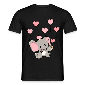 Cœurs Ballons Faune Éléphant Bébé Naissance - T-shirt homme - noir - Devant - AI Model Male 178 light (178cm)