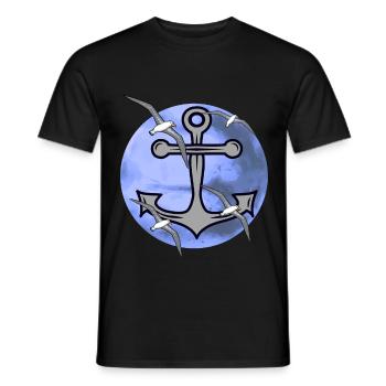 Albatrosse Möwen Anker Seefahrt Maritim Möwe - Männer T-Shirt - Schwarz - Vorne - AI Model Male 178 light (178cm)